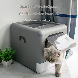 Fully Enclosed Cat Litter <b>Box</b> <b>Large</b> <b>Plastic</b> Foldable Deodorant Cat Toilet Anti-Splashing Cat Toilet Pet Supplies - Product Image 3