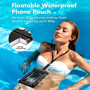 Correa desmontable, bolsa impermeable para nadar, funda fina para teléfono móvil con protección contra flotadores de burbujas, acceso a pantalla táctil, bolsas para teléfono móvil - Product Image 2