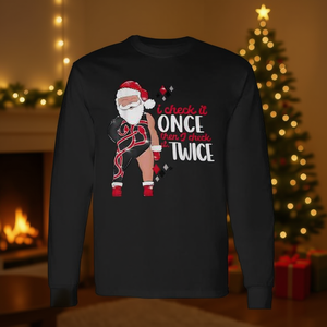 Verifico una vez y luego lo verifico dos veces, camiseta navideña de manga larga de Santa Claus - Product Image 3