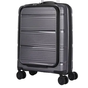 Valise cabine 20 pouces valise trolley coque dure anti-collision avec poche avant brevet à 360 degrés roues universelles sacs de voyage