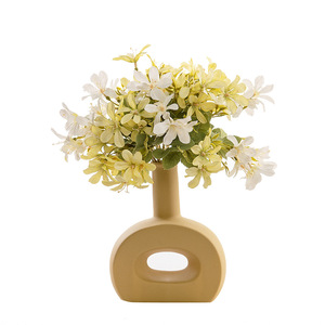 Bouquet de fleurs artificielles CallaFloral blanc, rose, jaune, bleu, champagne, violet en polyester pour décoration intérieure et mariage MW66788 - Product Image 5