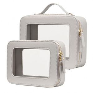 Lady Style White Fashionable Toiletry Travel Bag Custom Logo Clear PVC <b>Makeup</b> <b>Case</b> with Zipper Transparent Cosmetic PU Bag <b>Cases</b> - Product Image 1