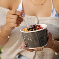 Bar à jus sain compostable sans PFAS écologique personnalisé à emporter emballage de superaliments bol d'açaï en papier jetable tasse à smoothie