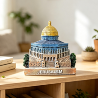 Décoration d'intérieur, sculpture artistique en résine 3D peinte à la main, aimant de réfrigérateur Jérusalem