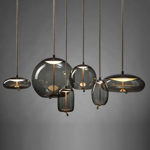 <span class=keywords><strong>Lampe</strong></span> suspendue créative pour restaurant, cuisine, salle à manger, bar, boule en <span class=keywords><strong>verre</strong></span> <span class=keywords><strong>fumé</strong></span>, corde torsadée, luminaires suspendus pour cuisine - Product Image 5