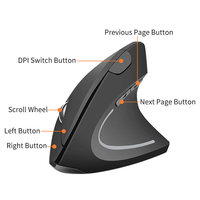 Mouse Gaming Vertikal LED Nirkabel 1600DPI USB Ergonomis Tahan Air dengan Pelacakan Optik untuk Desktop Laptop Kantor