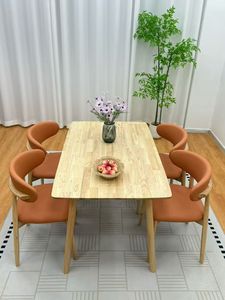 Juego de mesa de comedor de madera maciza de estilo nórdico, muebles de restaurante modernos y minimalistas, juego de muebles de restaurante para 6 personas - Product Image 2
