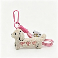 Porte-clés en peluche mignon en forme de chien teckel en velours