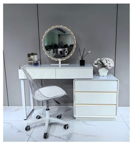 Modern Makeup <b>Vanity</b> <b>Table</b> with Lighted <b>Mirror</b> Storage Desk for Bedroom Furniture - Product Image 1