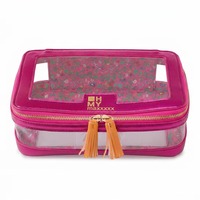 Sac de transport de luxe moderne pour tapis de Mahjong, en PVC transparent, avec fermeture éclair et poignée à pompon, pour rangement de Mahjong américain