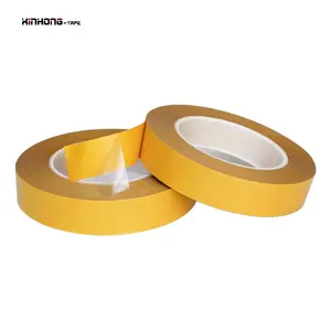 Recyclable Heat Resistant Thin Clear Transparent Polyester PET Film Base Yellow Release Liner Double Sided Self Adhesive Tape