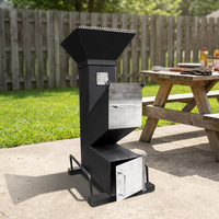 Réchaud de camping robuste pour l'extérieur, à bois, avec deux portes en acier inoxydable, modèle d'usine