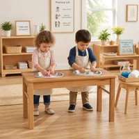 Lavabo en bois Chuangjin pour enfants avec deux bassins ronds, station d'hygiène Montessori pour l'autonomie, idéal pour les écoles maternelles (vente en gros)