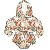 Barboteuses à capuche à manches longues pour enfants sur mesure de Noël imprimé d'automne pour enfants de quantité minimale de commande bas de haute qualité pour les filles