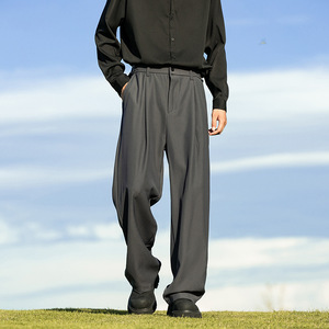 Autumn <strong>Winter</strong> Trendy Brand <strong>Men's</strong> Naples Style Casual <strong>Trousers</strong> Draped Straight Loose Suit Pants Cotton Mid Flat - Product Image 3