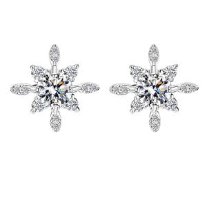 S925 Sterling Silver Moissanite Stud <strong>Earrings</strong> for Women with Snowflake <strong>Frozen</strong> Design Elegant and Versatile - Product Image 5