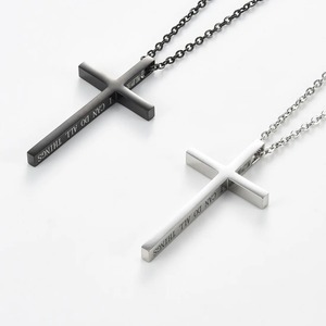 Collar con Colgante de Cruz de Jesús en Acero Inoxidable, Color Plateado y Negro, con la Frase 'I CAN DO ALL THINGS', Joyería Inspiradora para Hombres y Mujeres - Product Image 3