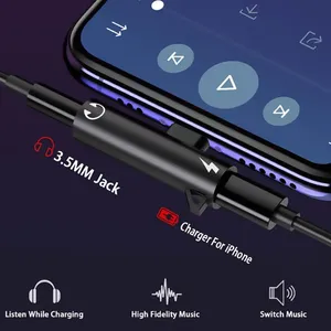 Nuevo <span class=keywords><strong>Adaptador</strong></span> <span class=keywords><strong>Divisor</strong></span> de <span class=keywords><strong>Audio</strong></span> <span class=keywords><strong>y</strong></span> <span class=keywords><strong>Carga</strong></span> 2 en 1 Portátil <span class=keywords><strong>para</strong></span> iPhone XR/XS/X/7/8/11/11Pro, Cable AUX con Conector de 3.5mm - Product Image 3