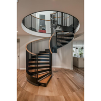 Escalier hélicoïdal en acier commercial de haute qualité pour intérieur, escalier en spirale métallique, escalier courbé en bois massif