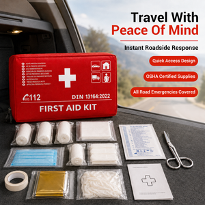 Kit de Supervivencia de Emergencia BLUENJOY Rojo para Coche, Hogar y Uso en Exteriores, Suministros Médicos, Kit de Primeros Auxilios Básico Completo Personalizado - Product Image 1