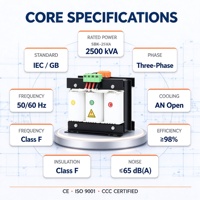 Transformateur de contrôle sec triphasé à noyaux, basse fréquence 50/60Hz, pour application électronique de redressement combiné, 220V 380V