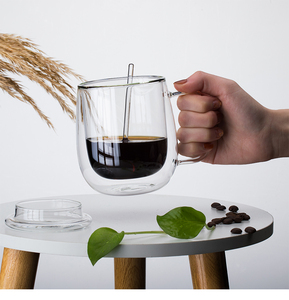 <strong>Large</strong> Capacity Transparent Double Wall Highball Glass <strong>Cup</strong> With Handle - Product Image 4