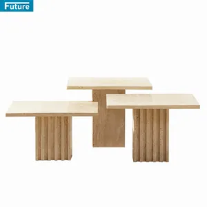 Living Room Hot Sale Post Modern Travertine Marble Cafe Table For Living Room Furniture marble table coffee