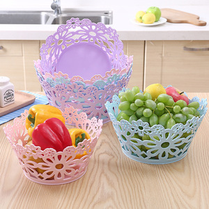 Colorful Plastic Fruit <b>Basket</b> 24.5x16x13 <b>Stackable</b> Bowl For Food Storage - Product Image 1