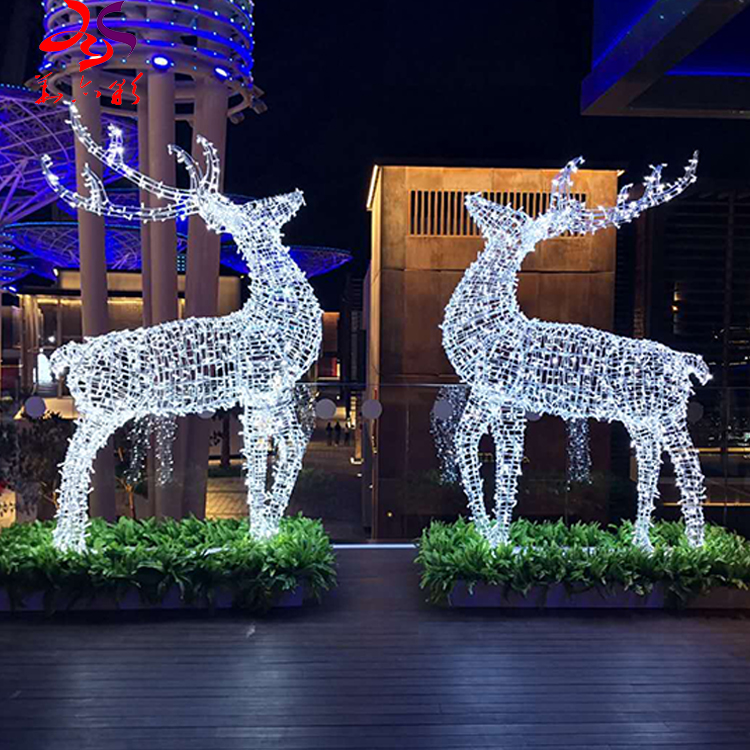 2023 novos produtos ao ar livre tamanho grande vida led 3d iluminado animal decoração natal rena veículos fabricante