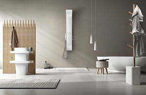 Paneles de <span class=keywords><strong>ducha</strong></span> blancos y negros, cascada de aluminio, chorros de Spa, <span class=keywords><strong>torre</strong></span> de <span class=keywords><strong>ducha</strong></span> de pared de baño multifunción A217 - Product Image 2