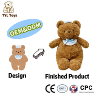 Ours en peluche personnalisé mignon avec robe à carreaux détachable - Rembourrage en coton PP, poupée ours en peluche douce, vêtements pour ours en peluche, conception personnalisée OEM ODM