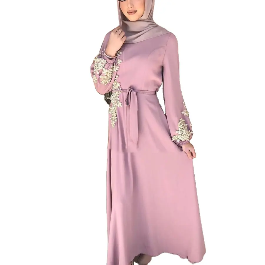 Abaya bordado musulmán vestido largo mujeres perlas Kaftan Abayas Robe Femme Dubai Hijab ropa islámica Abaya