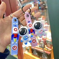 Porte-clés mignon en PVC souple, motif astronaute de dessin animé, petit, étanche, léger, figurine souvenir