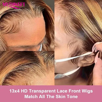 Perruque Lace Frontale 13x4 Longue et Lisse Marron avec Mèches Piano P4/27, Cheveux Humains Brésiliens pour Femmes Noires – Offre Spéciale