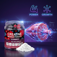Gummies de Créatine Monohydrate 5000mg avec BCAA, L-Carnitine et Taurine pour la Croissance Musculaire et la Récupération - 150 Gummies Oursons aux Fruits Rouges