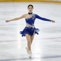 Robe de patinage artistique bleu royal ornée de strass, asymétrique à une épaule, dos ouvert, pour compétition de patinage sur glace