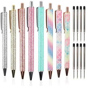 New Design Colorful Writing Click Metal Gift Pen Promotion Fashion Glitter Metal Ball Pen With Logo