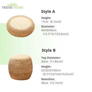 Pouf ottoman rond en jacinthe d'eau tressé à la main, coussin <span class=keywords><strong>de</strong></span> sol en rotin naturel, tabouret <span class=keywords><strong>de</strong></span> méditation et <span class=keywords><strong>de</strong></span> <span class=keywords><strong>yoga</strong></span>, décoration bohème pour la maison - Product Image 4