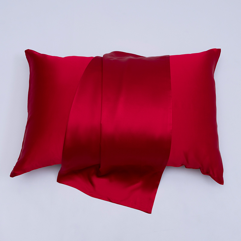 Funda de almohada de seda de morera de doble cara Joyful Red