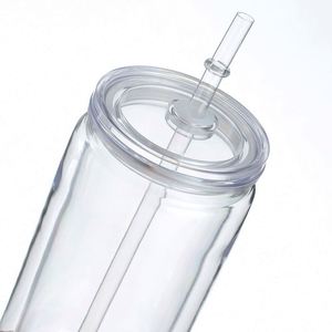 16oz BPA Free Eco Friendly Double Wall Plastic Snow Globe Straw Cup <b>with</b> <b>Lid</b> for Party American Style <b>Mason</b> <b>Jar</b> Design - Product Image 3