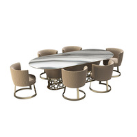 Table de salle à manger moderne de luxe en marbre et 8 chaises Royal Mesa De Comedor Para 6 pieds dorés de salle ronde avec 10 sièges