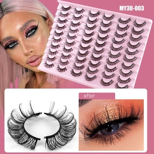 Cils artificiels sans cruauté, 30 paires, style super naturel et touffu, 15 mm 18 mm, légers, réutilisables, bande en coton noir 100% - Product Image 2