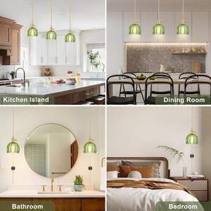 SIMIG Vintage verde tulipán Mini lámparas colgantes <span class=keywords><strong>de</strong></span> vidrio hechas a mano <span class=keywords><strong>para</strong></span> cocina comedor sala <span class=keywords><strong>de</strong></span> estar <span class=keywords><strong>para</strong></span> Isla - Product Image 3