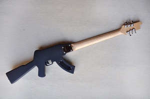 Flyoung Silah Şeklinde Müzik Aleti Sol El Siyah Elektro Gitar <span class=keywords><strong>6</strong></span> Telli Seyahat Gitarı - Product Image 5