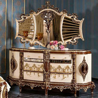 Meubles de chambre à coucher de villa de luxe française, style européen, lit en bois massif sculpté à la main, lit king size en bois.