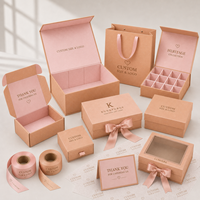 Caja de Envío Plana de Cartón Kraft Personalizada, Promociones de Temporada, Caja de Embalaje para Maquillaje, Velas, Uñas Postizas, Ropa, con Logotipo