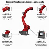 Robot penggiling dan pemoles fleksibel 6-sumbu  Lengan robot untuk pemolesan dan penghalusan coran  Robot pemoles otomatis untuk coran aluminium