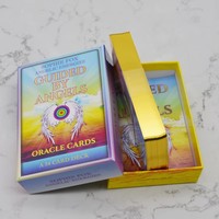 Cartes de tarot personnalisées en gros d'usine, impression personnalisée, feuille d'or et d'argent, cartes de tarot laser, cartes d'oracle, jeu avec livret, boîte à couvercle et fond