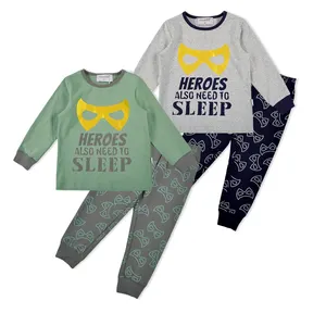 Фабрика Гуанчжоу, детские пижамы хорошей ночи, хлопковая одежда для сна для мальчиков, 2 предмета, комплекты домашней одежды с длинным рукавом