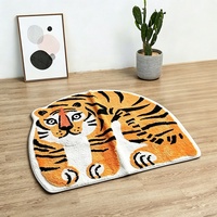 Tapis personnalisé en forme de tigre, tapis en peluche doux et réaliste, tapis antidérapant pour le salon, décoration de la maison